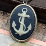 Vintage Nautical Anchor Necklace Stainless Steel 20” Navy Coastal Cowgirl Black Photo 0