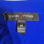 Moa Moa  MEDIUM Blue Split V Neck Rolled Cuff Short Sleeve High Low Blouse Top Photo 5