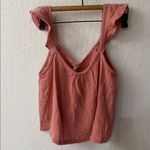 Marine layer  Jude Tank Top Flutter Sleeve Crinkled Cotton Rosette Pink NWT XL Photo 1