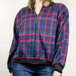 Vintage Purple & Pink Plaid Zip Up Jacket Purple Size L Photo 0