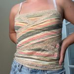 Free People  Lace Trim Striped Cami Tank Top - size small Photo 1