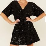 Wishlist DRESS WOMEN’S SHORT SLEEVE BABYDOLL SEQUINED in Black size S/M Photo 0