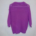 J.Crew AK177 100% Cotton Elbow Sleeve Crocheted Pullover Sweater in Purple Photo 7