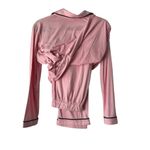 EKOUAER Pajama Top Sleepwear Button Down Long Sleeve Pink Black Trim Photo 5