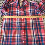 SO  Perfect Shirt Pink & Blue Plaid Soft Rayon‎ Relaxed Fit Button Front Size M Photo 13