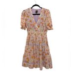 Taylor Orange and Purple Floral Midi Dress Size 8 Photo 1