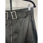 Amp Black Faux Leather Waxed Front Zip Goth Punk Mini Skirt With Belt Size L Size L Photo 1