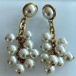 Women’s Pearl Cluster Earrings Bridal Accessories Drop Earrings. Gold Photo 0