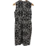 Tory Burch  Monochrome Silk-Blend Shift Dress‎ Black/White Florals Size 6 Photo 4