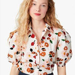 Kate Spade NEW ‎ botanical garden cotton button-front shirt floral print, size 00 Photo 0