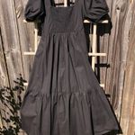 ASTR the Label Poplin Puff Sleeve Tiered Midi Dress Black - Size Small Photo 12
