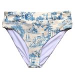 Gianni Bini  NWT Ivory And Blue Historical Print High Waist Bikini Bottoms XL Photo 2