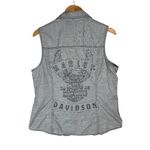 Harley Davidson  Y2K Button Down Shirt Vest Sz XL Grey Graphic Back Photo 1