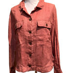 Joie  Linen Shirt Jacket Womens XL Coral Pink Button Front Utility Jacket Photo 0
