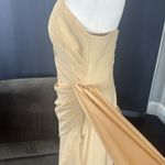 Long Chiffon One Shoulder Formal Bridesmaid Dress Leg Slit Corset Back Size 12 Photo 7
