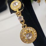 Statement Green and Gold Floral Necklace and Earrings Set Photo 8