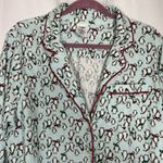 Lands' End Flannel Sleepshirt Women's 14-16 Penguin Print Tie Button Up Photo 3
