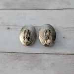 Vintage Clip On Earrings 1 & 1/8" Faceted Butter Yellow Oval Large Statement Photo 4