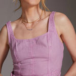 Pilcro Lilac Corset Cropped Square Neck Tank Top Women's Size L Purple Size L Photo 0