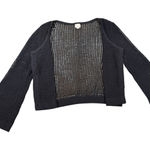 A New Day  Black Crochet Cardigan Large Button Front Knit Open Weave Sweater L Photo 0