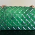 Le Miel  Green Gel Crossbody Bag With Gold Chain Photo 4