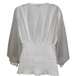 Boston Proper  White‎ Swiss Dot Tulle V-Neck Bishop Sleeve Top NWOT Size Medium Photo 6