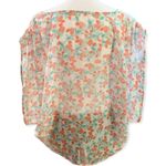 Gibson Women’s  Cream/orange Sheer Floral Top Photo 3