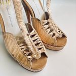 House of Harlow 1969 Laina Platform Pump Heels Natural Snakeskin Shoe Sz 7/eur37 Tan Photo 12