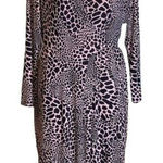 Alfani Womens Stretchy Animal Cheetah Print Sheath Dress Pink Black Large NWT Photo 0