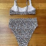 Xhilaration Leopard Print Pink Black & Brown Ribbed High Waisted Bikini Photo 1