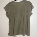 Garnet Hill Embroidered Top Organic Cotton Green Boho Peasant Style M Photo 3