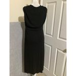 CELINE Black Sleeveless V Neck Midi Dress Size 44 Viscose Blend Elegant Photo 3