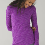 Lululemon 5 Mile Long Sleeve Heathered Regal Plum Soft Cotton Thumbholes Size 4 Photo 0