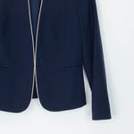 J.Crew Womens Collarless Bi Stretch Wool Blazer Size 2 Blue Trim Career Office Photo 2