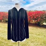 Vocal  Black Knit Hoodie Black & Gunmetal Tone Rhinestones Photo 2