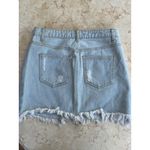 Forever 21 Light Blue Distressed Denim Mini Skirt With Frayed Hem & Pockets Size Photo 4