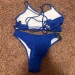 Zaful Women's Ribbed Bikini Set Blue Size Medium Scoop Neck Cheeky 2 Piece NWT Photo 5
