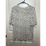 Loft THE  Women's Blouse Polka Dot Large Tie White Black Work Office Top‎ Shirt L Photo 3