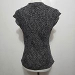 Style & Co . Y2K 12P Silk Top V-Neck Black Print Front Flutter Sleeve Blouse Photo 4