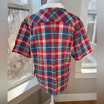 Vintage 70s 80s That’s Me Red Blue Plaid Collared Short Sleeve Shirt Sz 13/14 Size M Photo 9