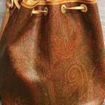 ETRO Milano Red Paisley Vachetta Leather Drawstring Bucket Shoulder Bag Photo 2