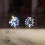 18K White Gold Swarovski crystal Round studs Photo 0