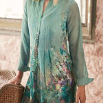 Soft Surroundings  Fantasia Sheer Watercolor Tunic in Sunset Garden Size MP Photo 0