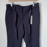 Loft Petite Julie Trouser Navy Blue Straight Leg Belted Dress Pants Size 10P Photo 2