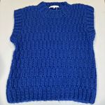 English Factory  Cobalt Blue Chunky Knit Women’s Sweater Vest Acrylic Material M Photo 2