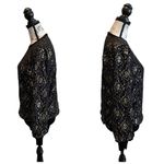 Destinee Wool Pullover Sweater Black Gold size Large Floral Lace Vintage punk Photo 2