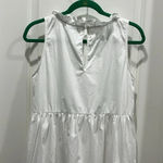 LAKE Poplin Ruffle Neck Dress in White Sleeveless Tiered Cotton Dress Sz M Size M Photo 8