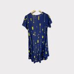 LuLaRoe Carly Dress Navy Blue Arrows Sz S Short Sleeved Shift Slinky Photo 1