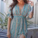 EXPRESS x ROCKY BARNES | Printed Boho Open Back Flounce Maxi Dress Sz XXS Photo 2