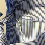 Willow & Clay  medium womens chambray striped wrap blouse ruffle sleeve v neck Photo 5